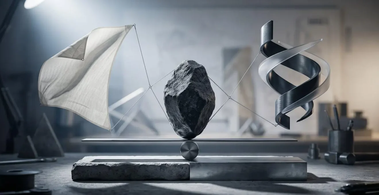 Concept visuel métaphorique illustrant l'équilibre entre surface de voile, poids du pilote et force du vent