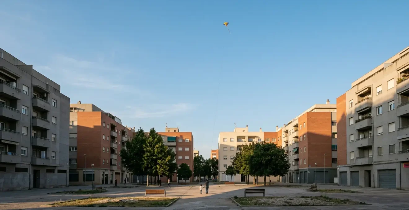 Pratique du cerf-volant dans un environnement urbain avec immeubles