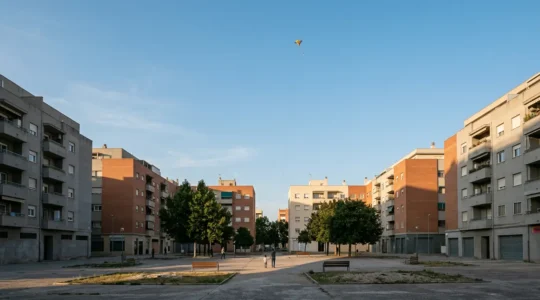 Pratique du cerf-volant dans un environnement urbain avec immeubles