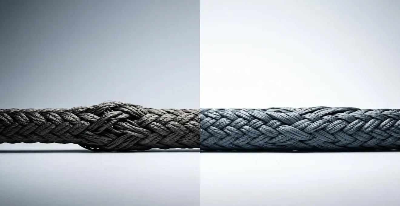 Représentation conceptuelle de la distribution des forces dans une épissure Dyneema sous tension