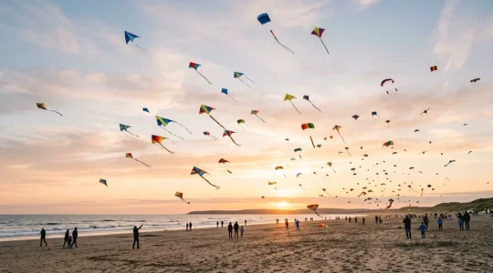 Spectacle aérien coloré de cerfs-volants lors d'un festival international