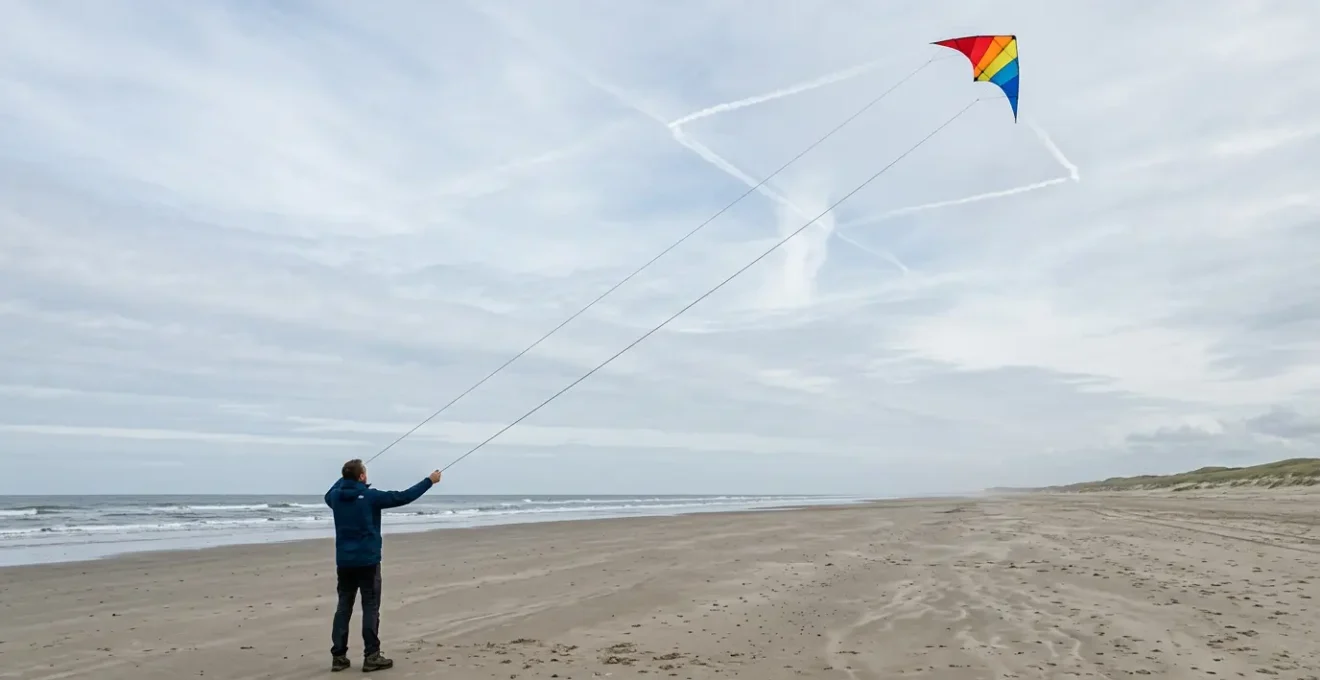 Pilote de cerf-volant acrobatique traçant une figure géométrique parfaite dans le ciel