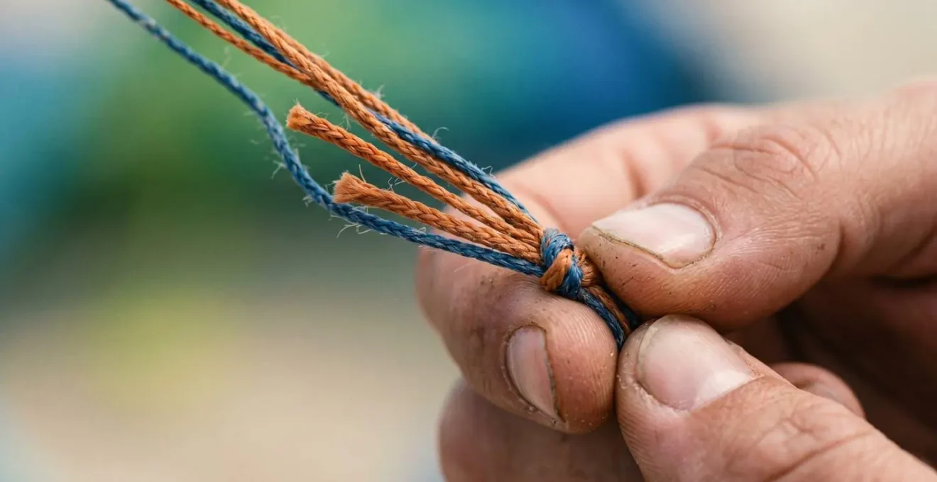 Gros plan sur les mains préparant méthodiquement du matériel, rituel méditatif et concentration
