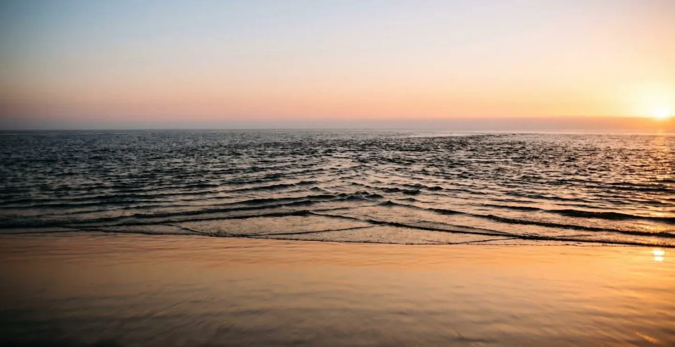 Scène dramatique montrant la surface de l'eau d'un plan d'eau avec vent offshore poussant vers le large
